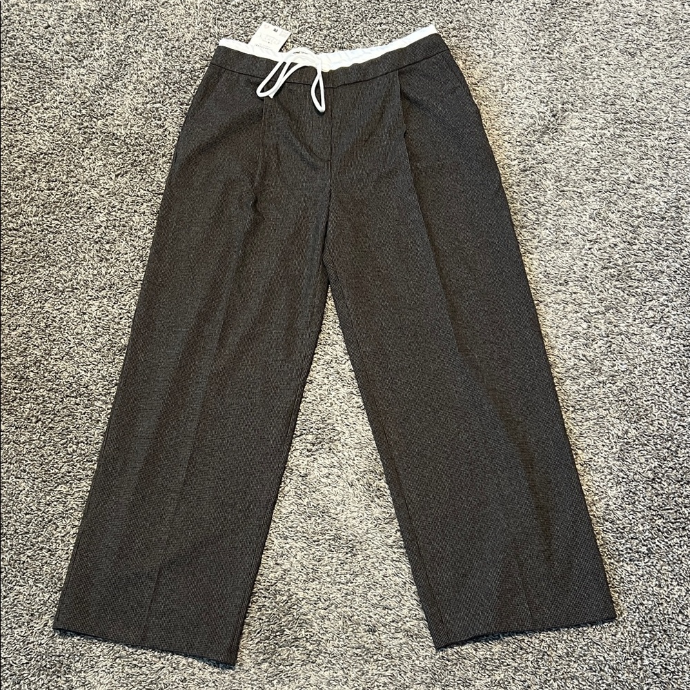 Zara Wide Leg Double Waistband Houndstooth Pant - Picture 5 of 8